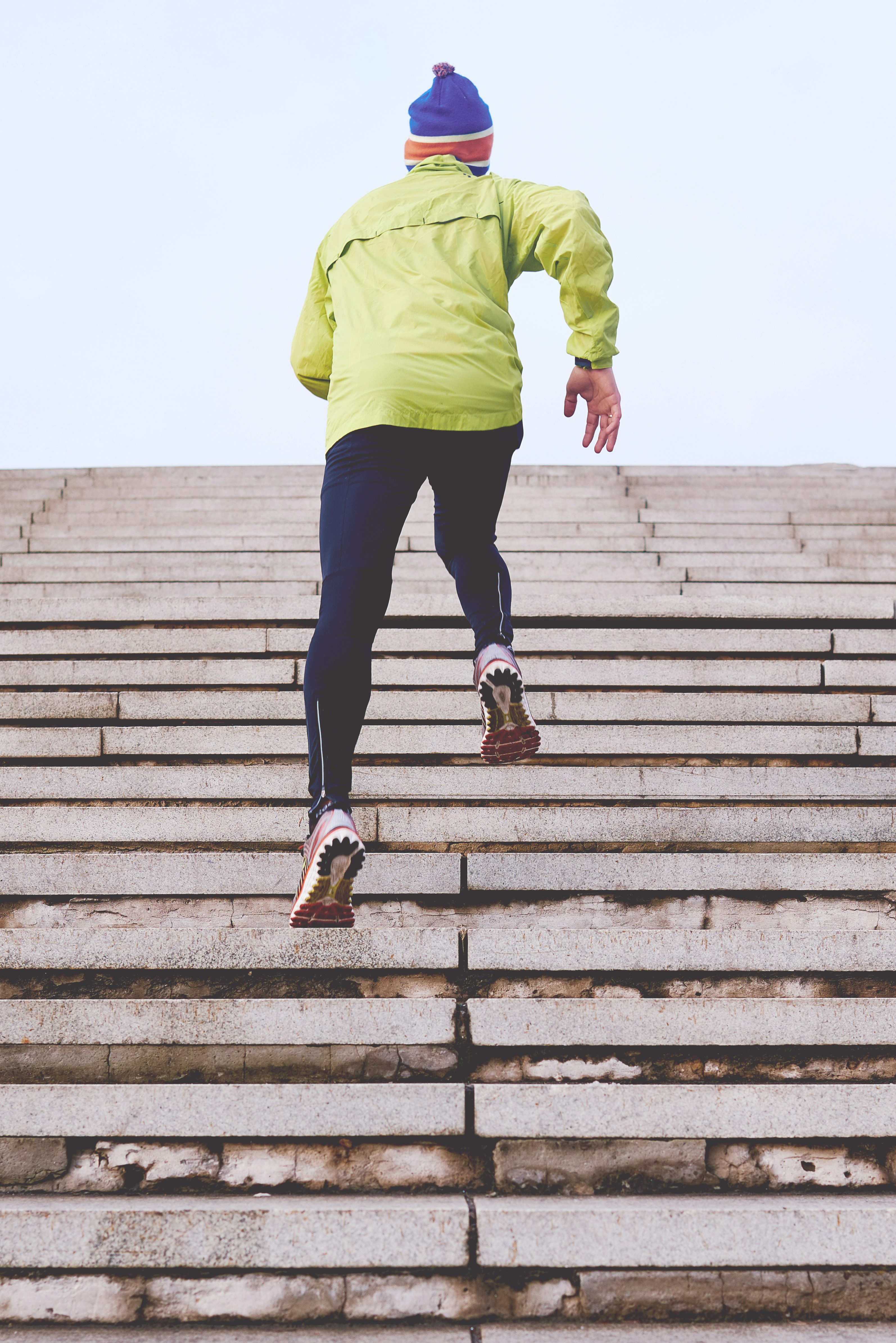 guy running in the stairs