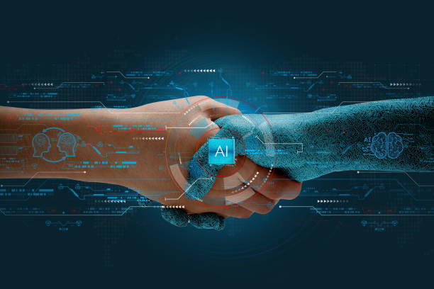 Shake hands between AI and human