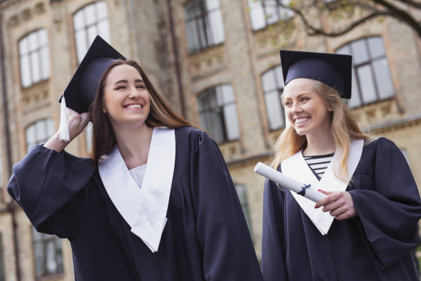 Two postgraduate students enjoying unforgettable time stock photo