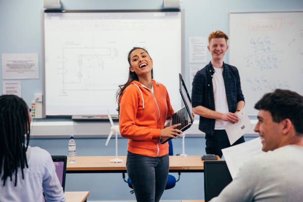 Participating in Engineering Class stock photo